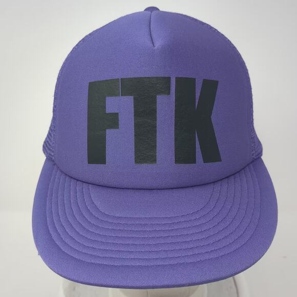 NeonTees Trucker Hat Purple Black FTK Graphic Mesh Back Adjustable Snapback OS - Picture 2 of 9